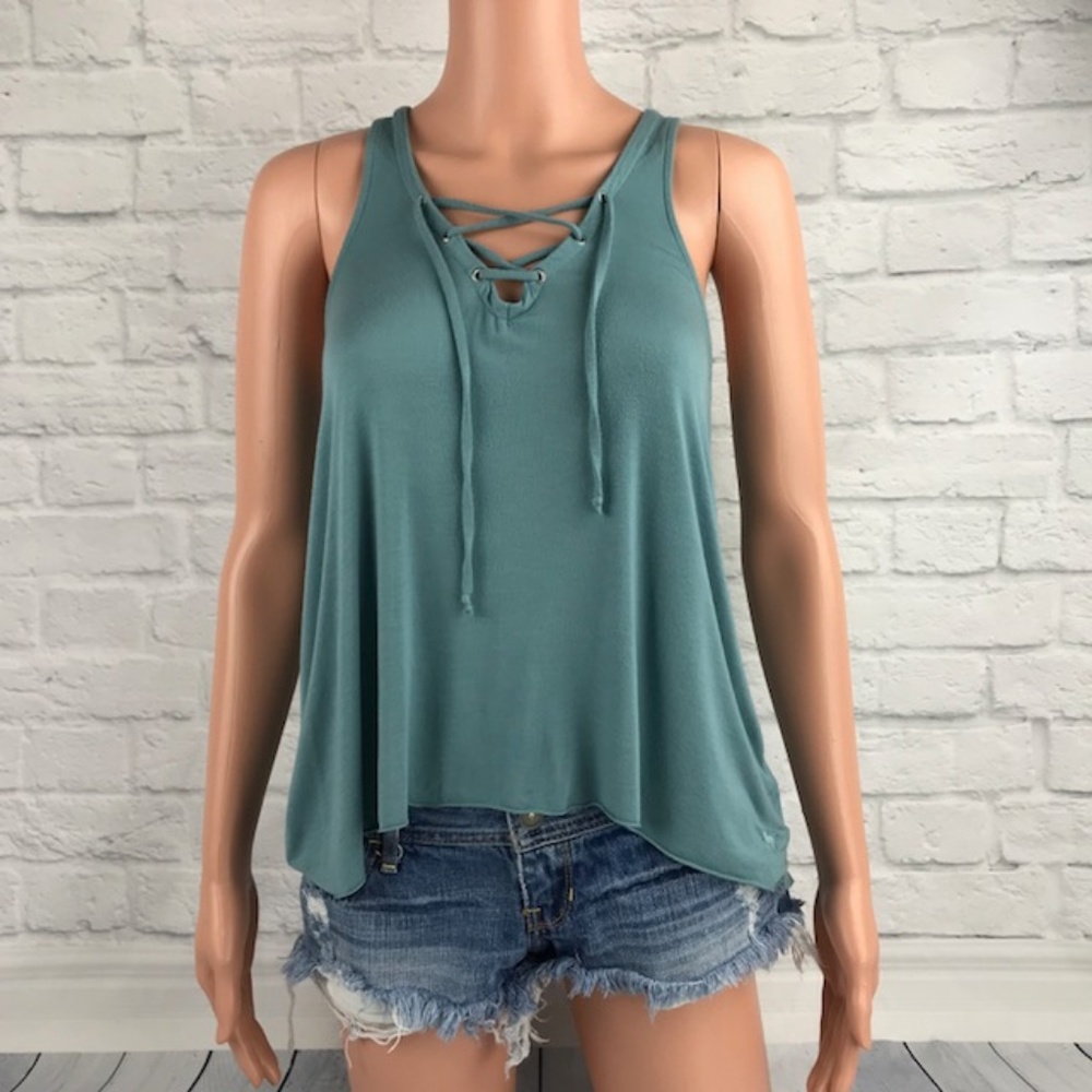 **SOLD**PINK VS Super Soft Lace Up Tank Size XS - Picture 1 of 7